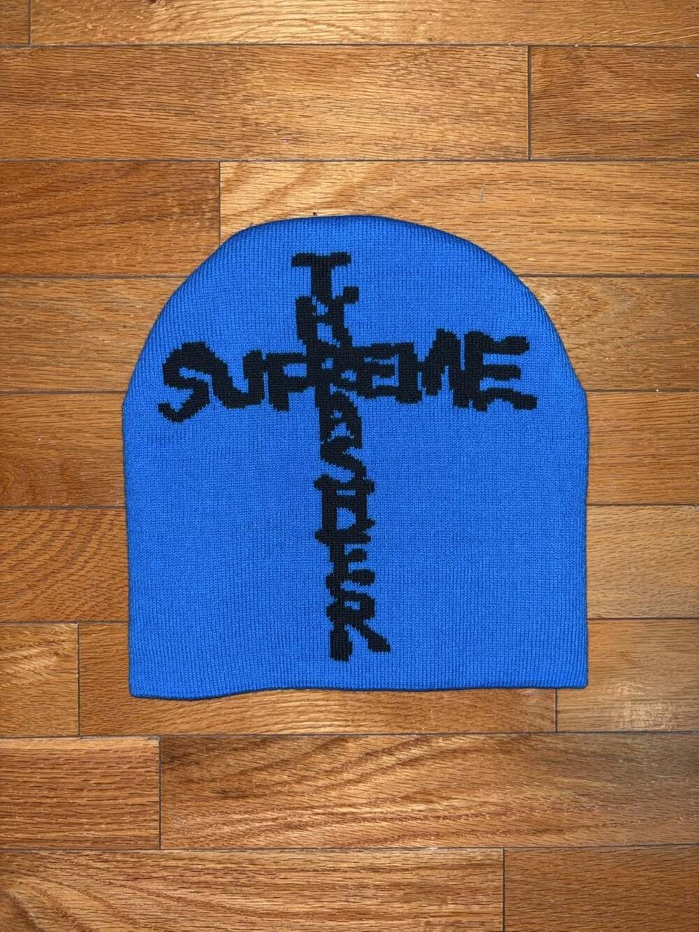 Supreme x Thrasher Logo Intarsia Beanie Bright Blue